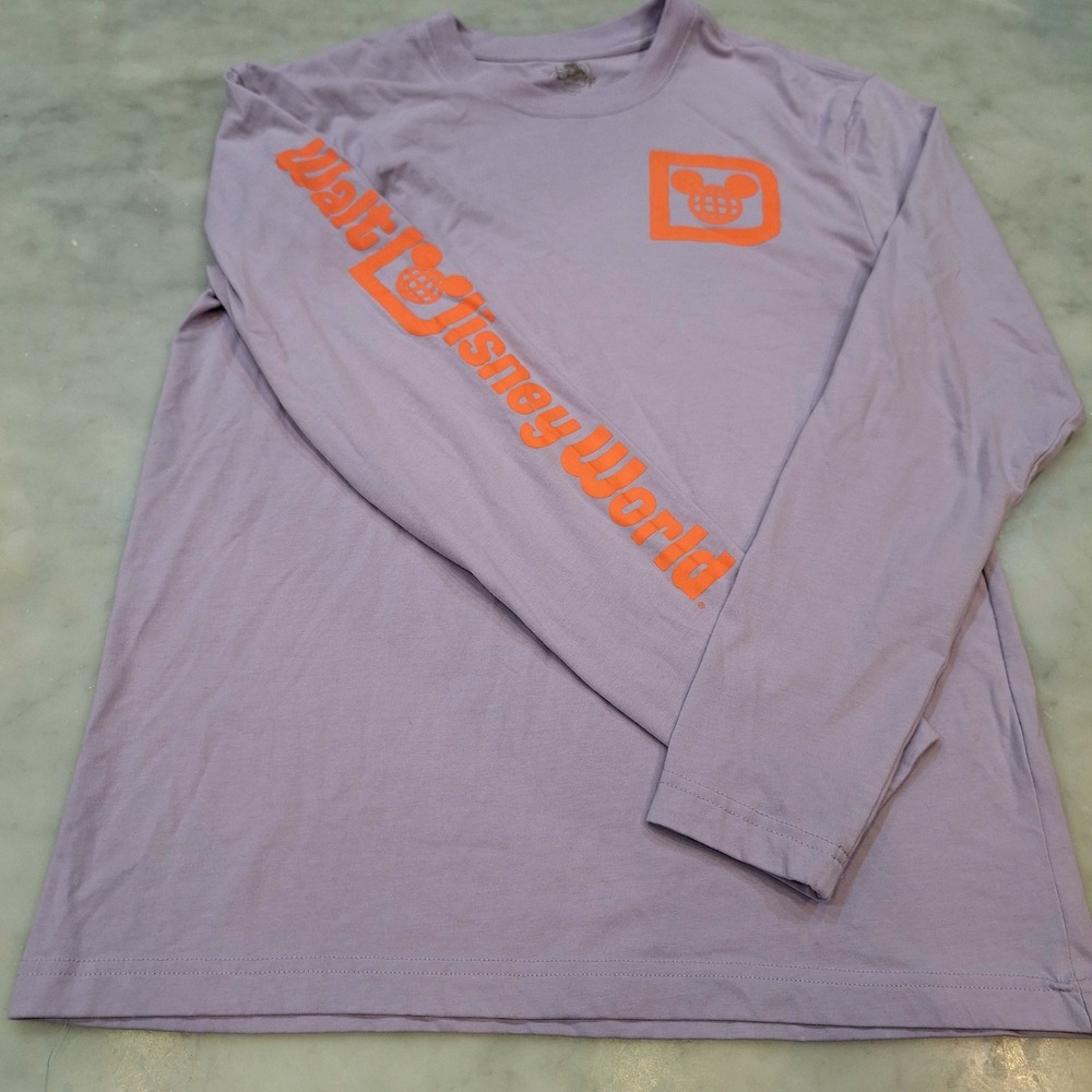 Disney Parks T-Shirt Adult M Purple Orange Walt Disney World LS Spirit Tee